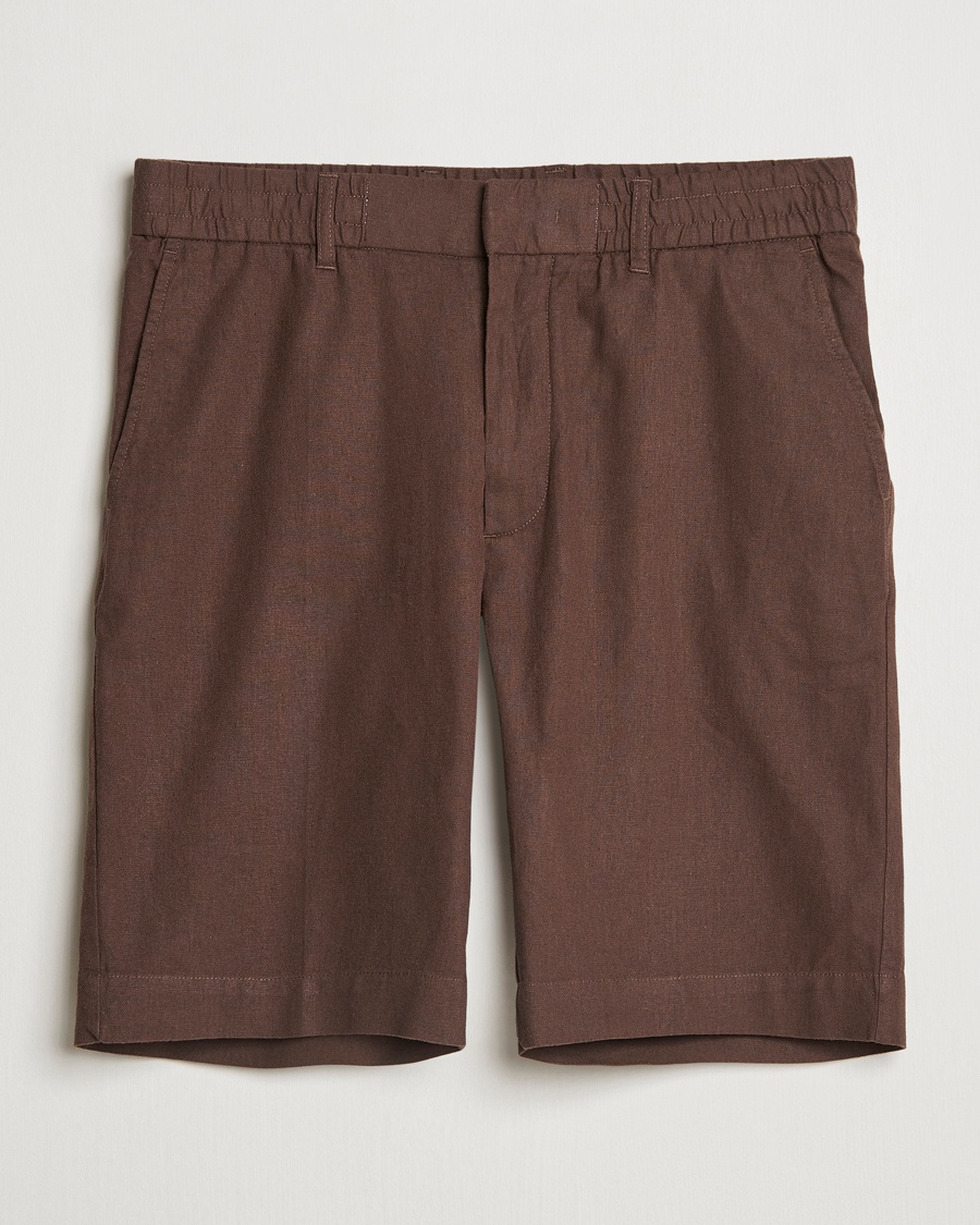 Herren | Drawstringshorts | NN07 | Billie Cotton/Linen Drawstring Shorts Demitasse Brown
