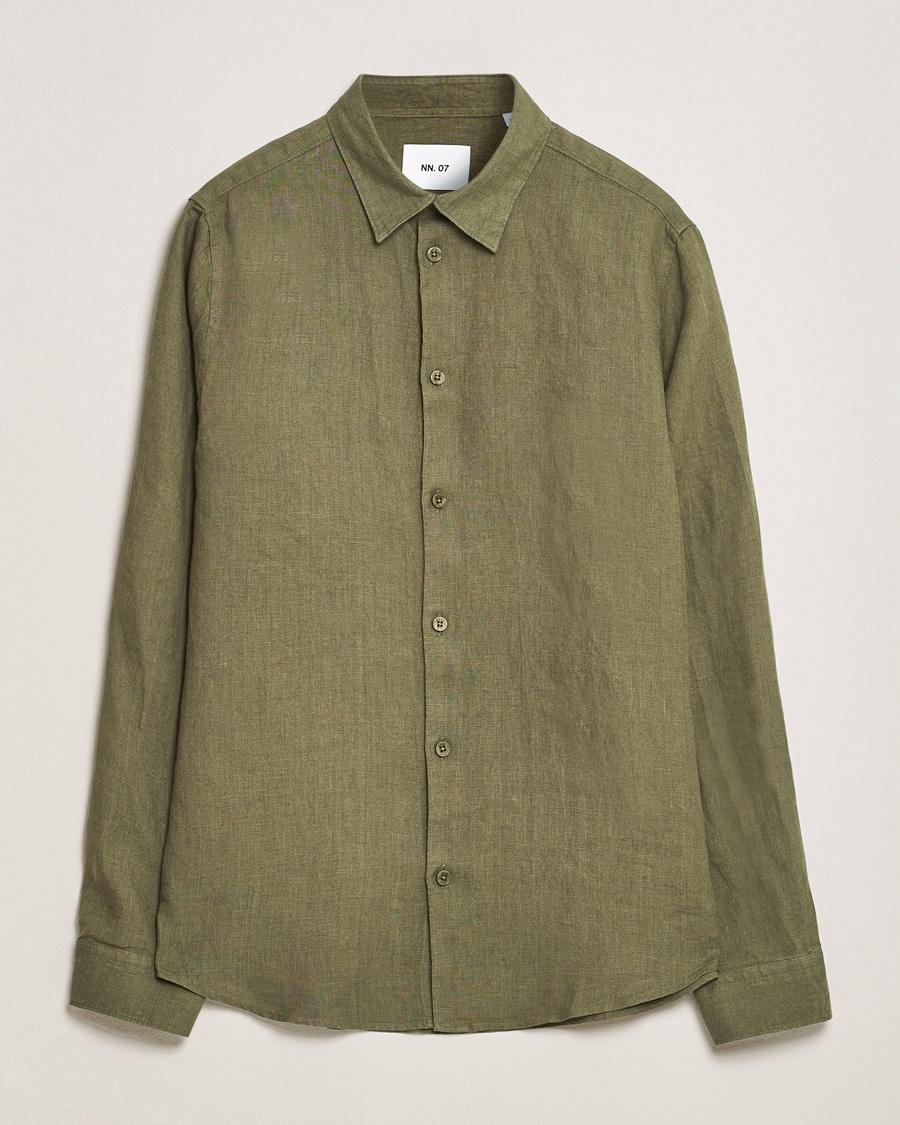 NN07 Enzo Linen Shirt Capers Green – Grün
