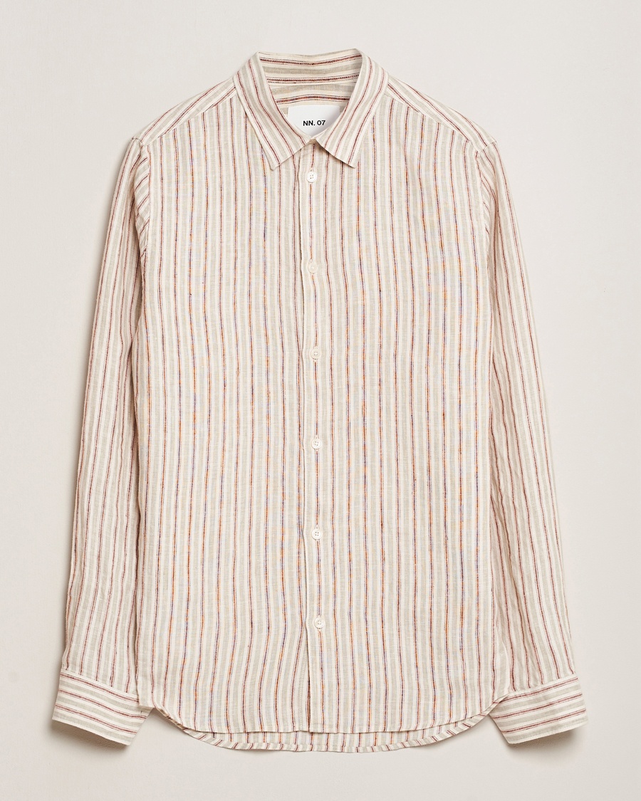 Herren | Freizeithemden | NN07 | Enzo Striped Linen Shirt Brown Multi