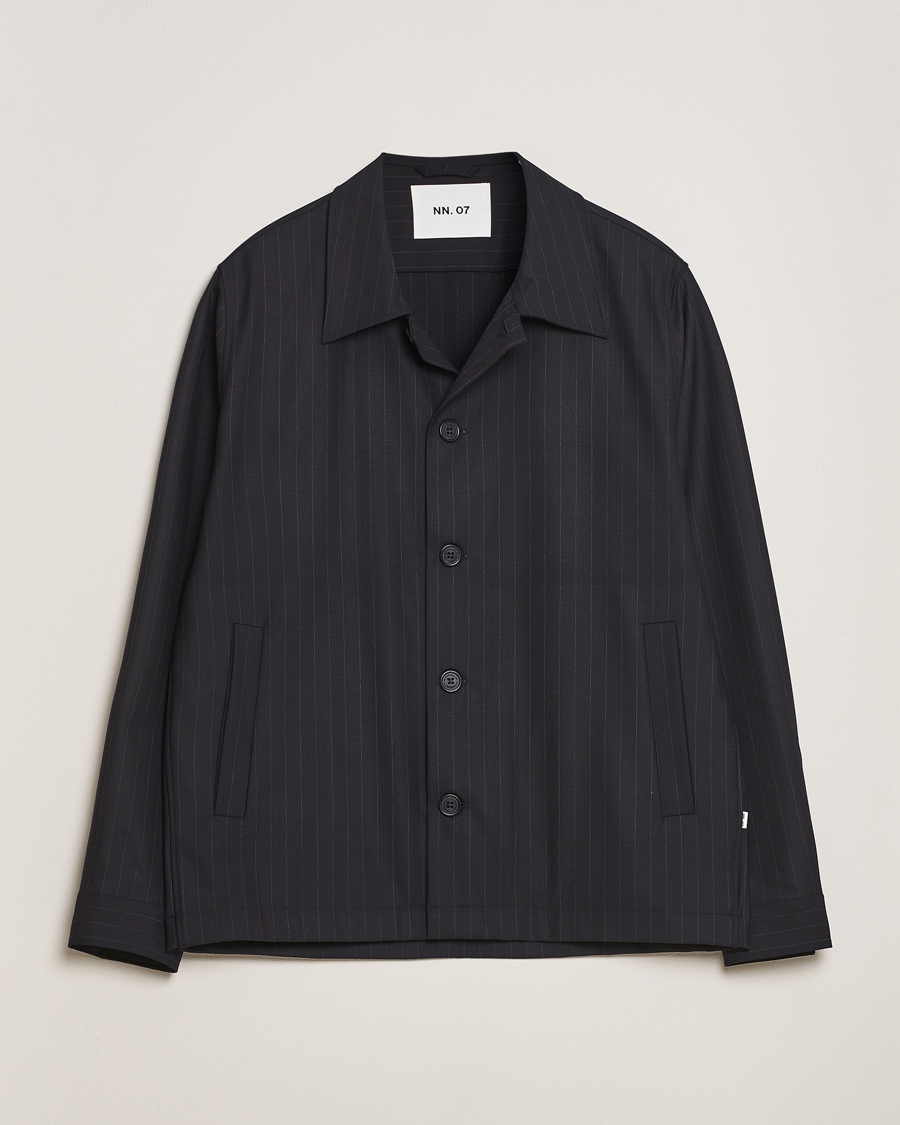 Herren | Hemden | NN07 | Zander Pinstriped Overshirt Navy/White
