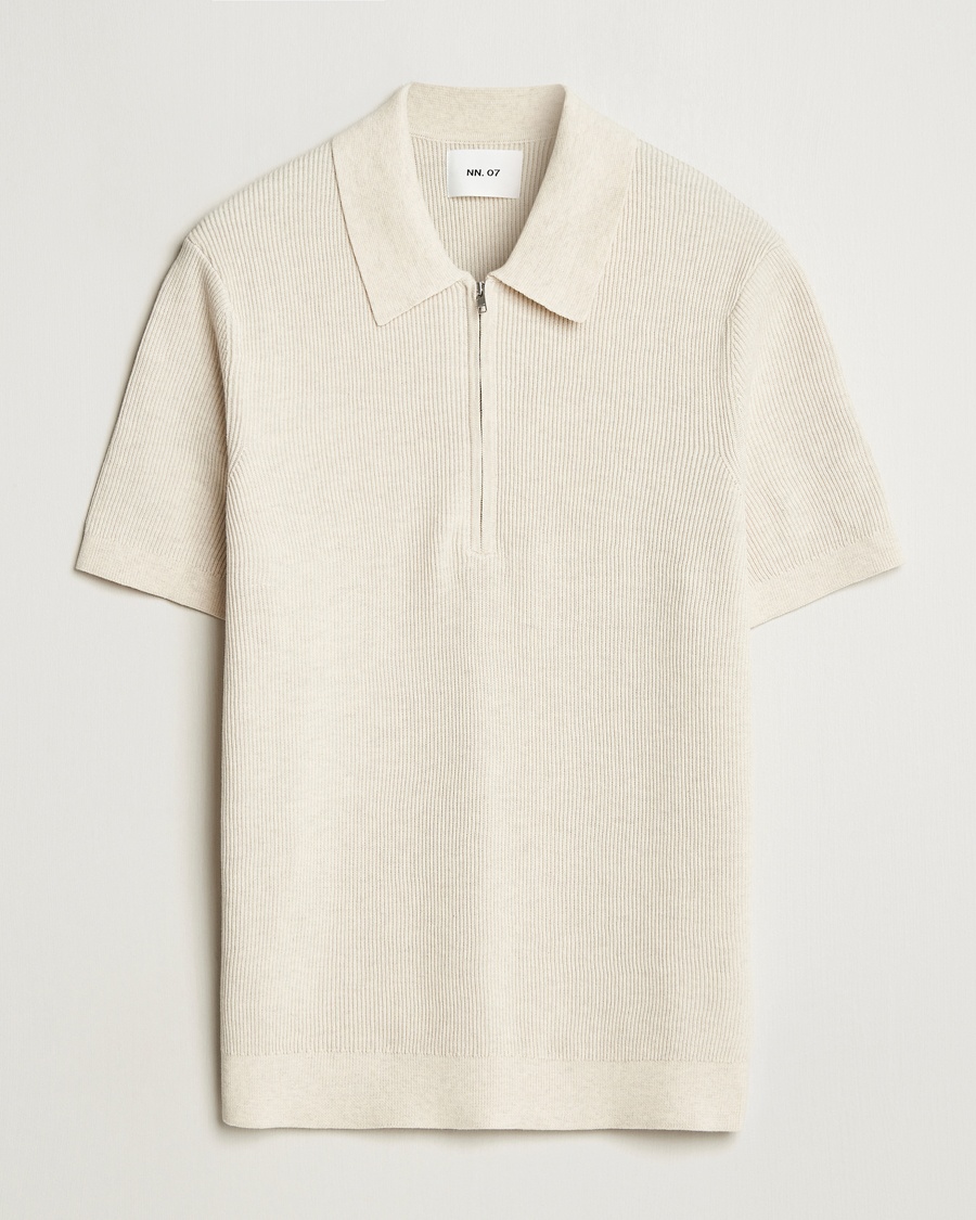 Herren | NN07 | NN07 | Hansie Half Zip Knitted Polo Ivory