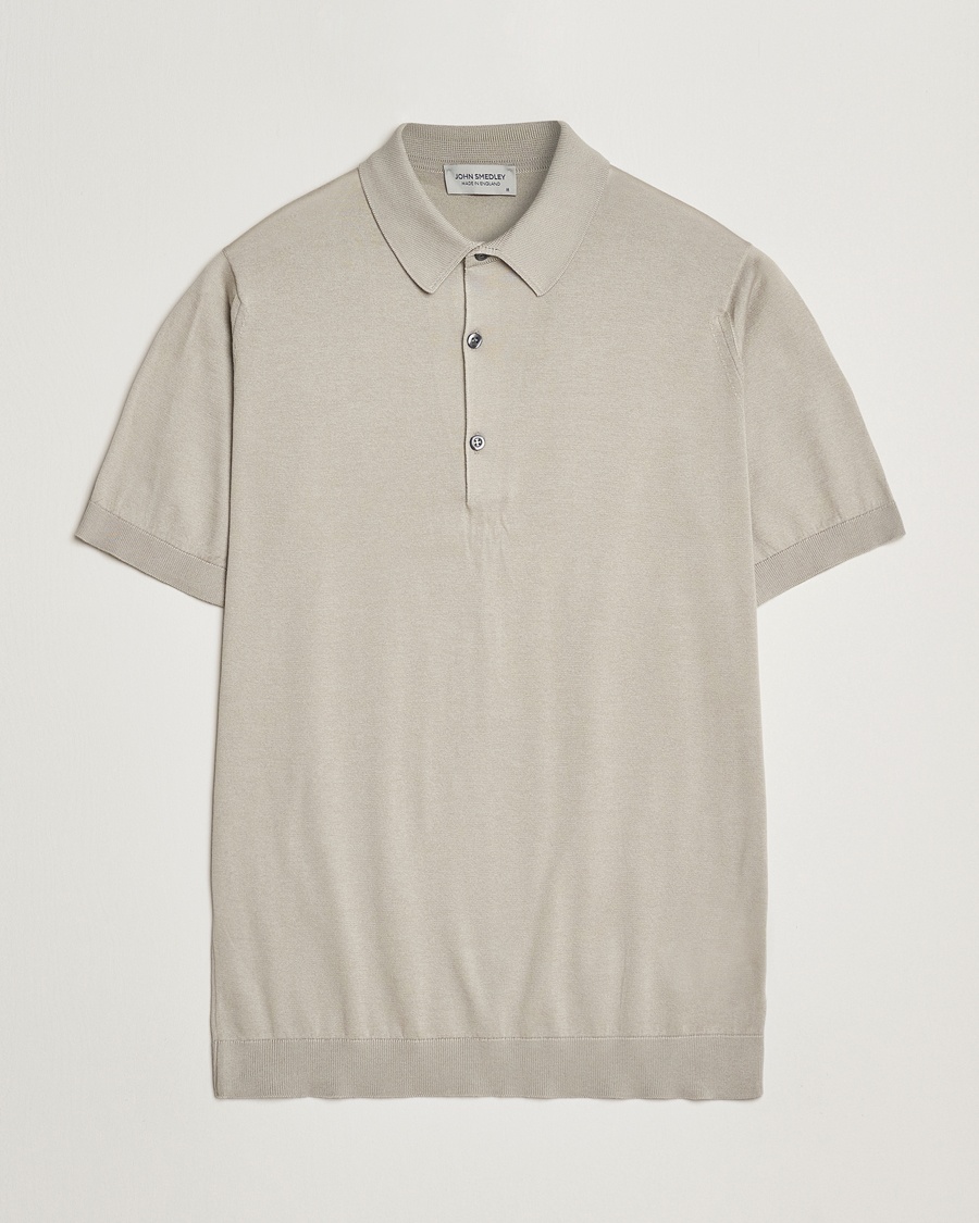 John Smedley Adrian Slim Fit Sea Island Polo Parchment - Beige - Kurzarm-Poloshirts - Grösse: M