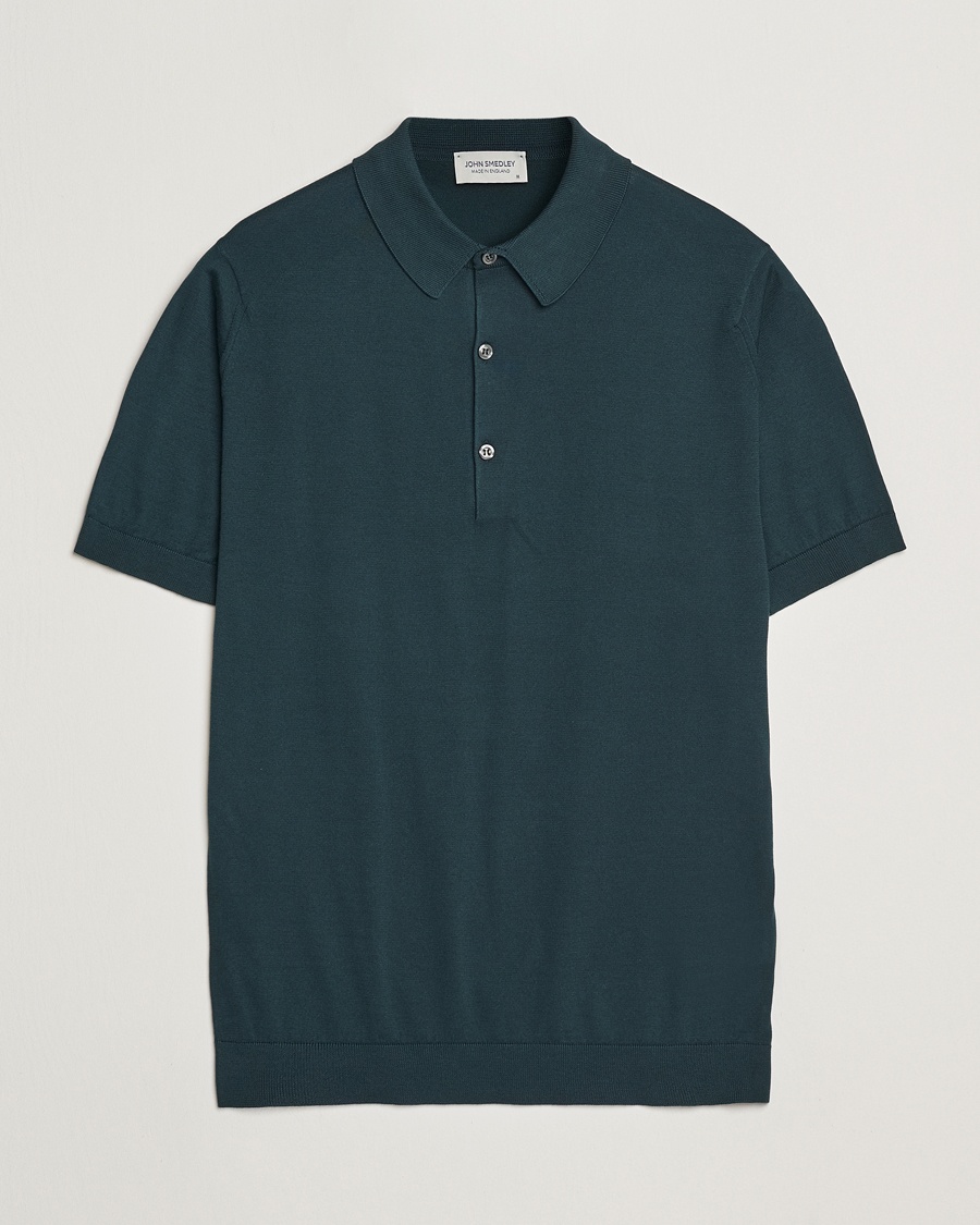 John Smedley Adrian Slim Fit Sea Island Polo Rain Forest – Grün