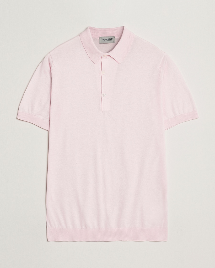 John Smedley Adrian Slim Fit Sea Island Polo Soft Pink - Rosa - Kurzarm-Poloshirts - Grösse: M