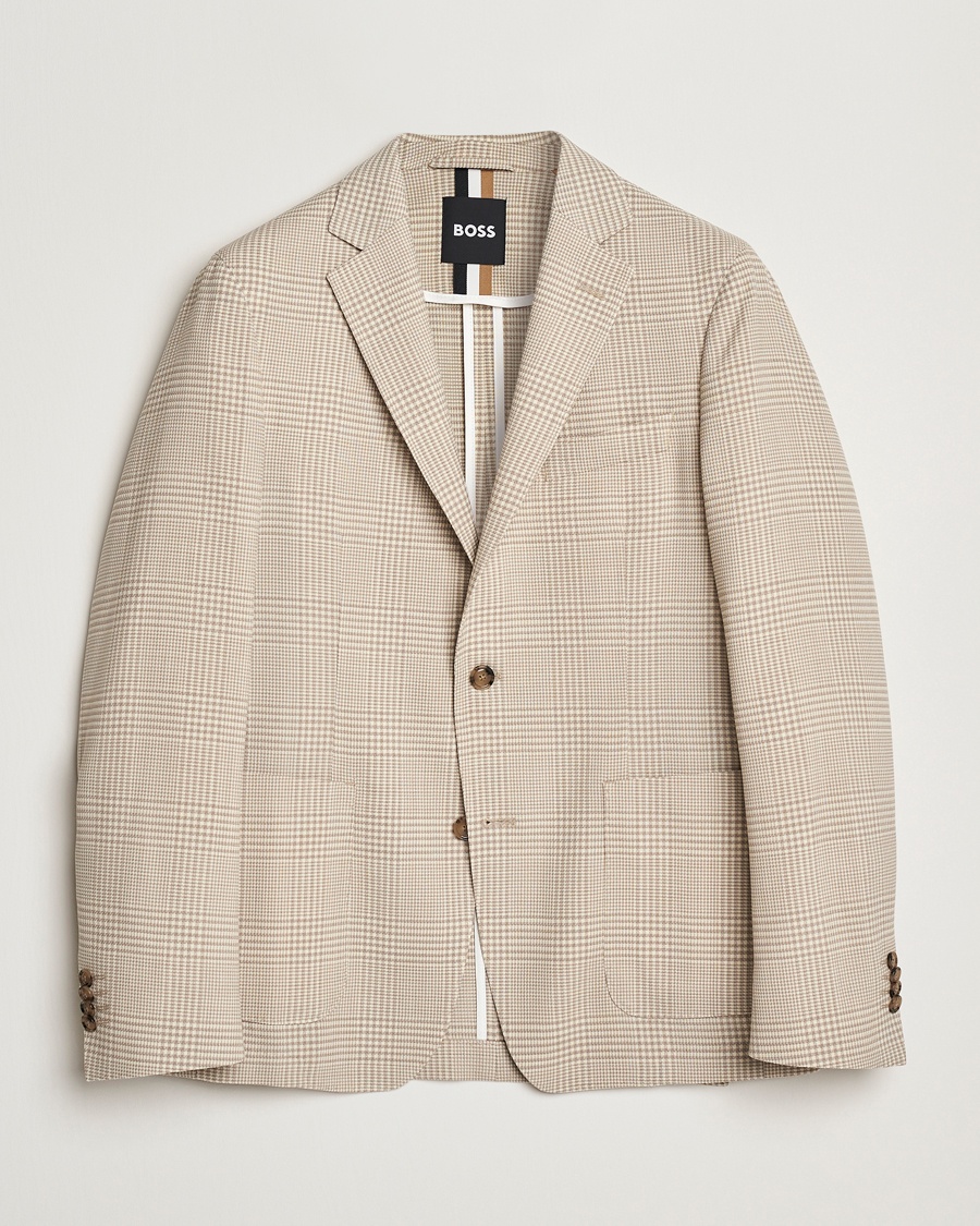 Herren | Smart Casual | BOSS BLACK | Hanry Wool Checked Blazer Light Beige