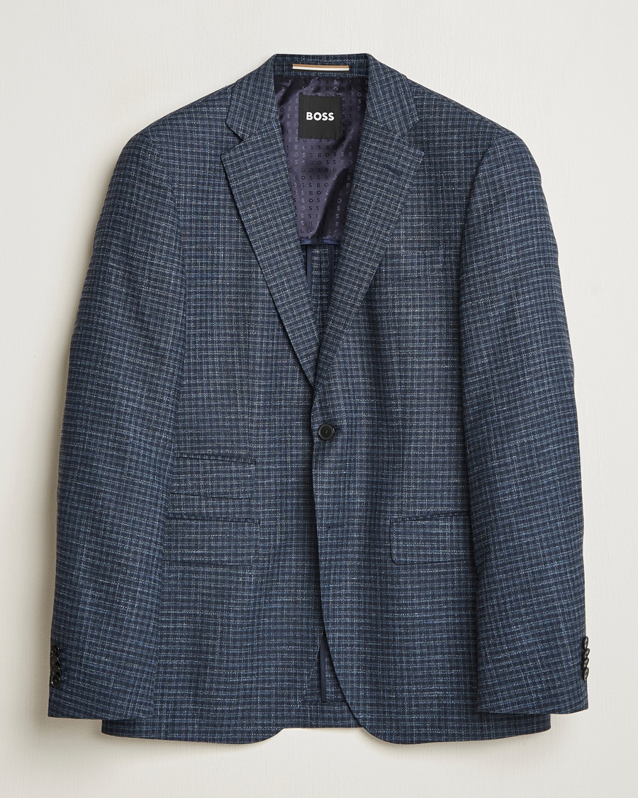 Herren | Smart Casual | BOSS BLACK | Janson Wool Dogtooth Blazer Medium Blue