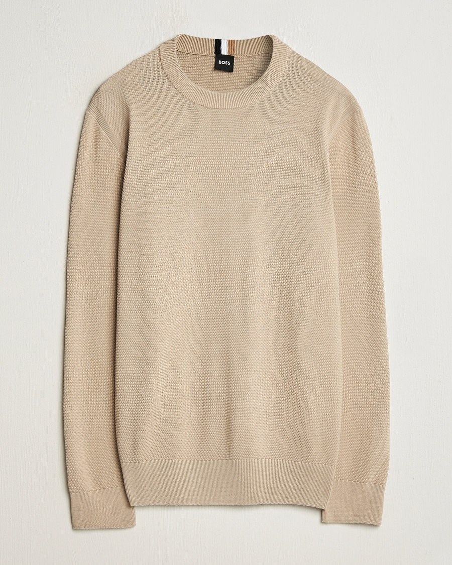 Herren | Strickpullover | BOSS BLACK | Ecaio Knitted Sweater Light Beige