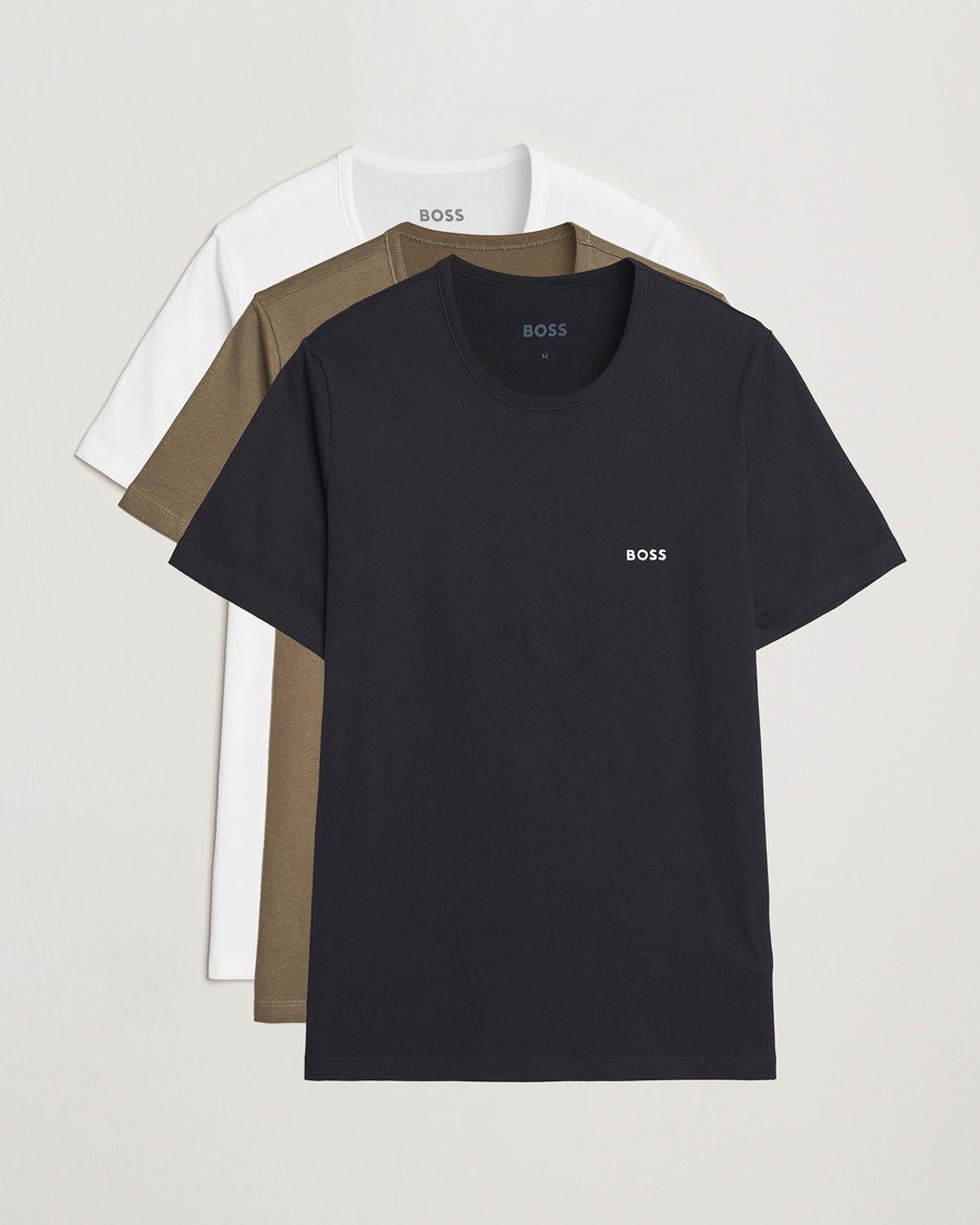 Herren | Multipack | BOSS BLACK | 3-Pack Crew Neck T-Shirt Black/White/Green
