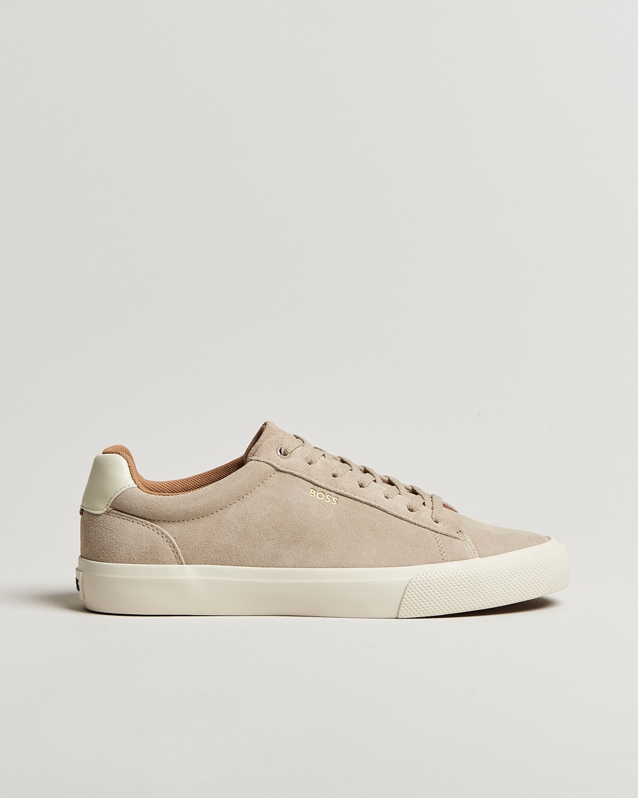 Herren | Sneaker mit niedrigem Schaft | BOSS BLACK | Aiden Suede Sneaker Light Beige