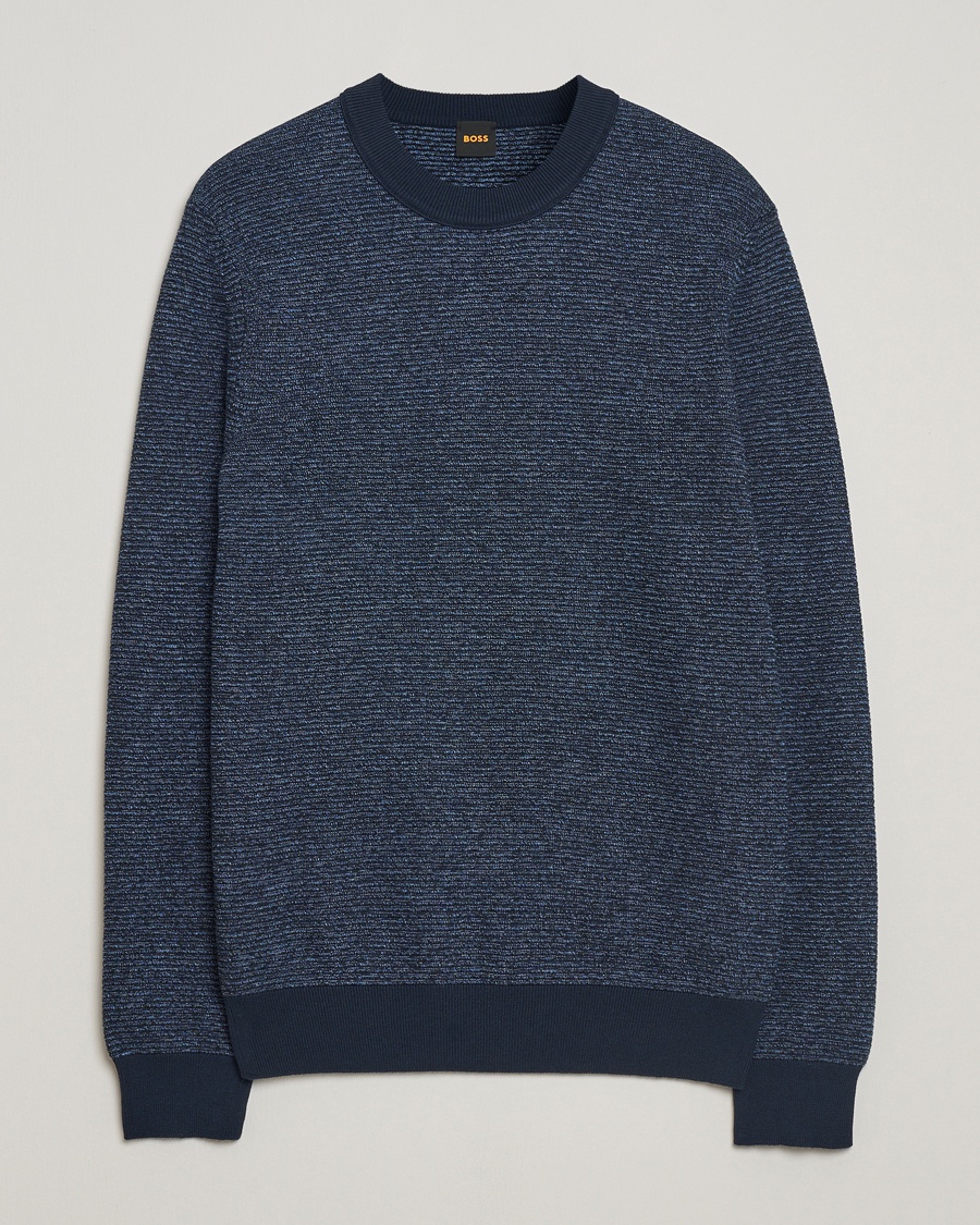 Herren | Treue-Rabatt für Stammkunden | BOSS ORANGE | Aspoki Structured Knitted Sweater Dark Blue