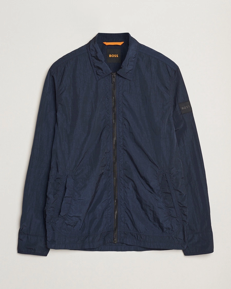 Herren | Frühlingsjacken | BOSS ORANGE | Leejay Nylon Full Zip Overshirt Dark Blue