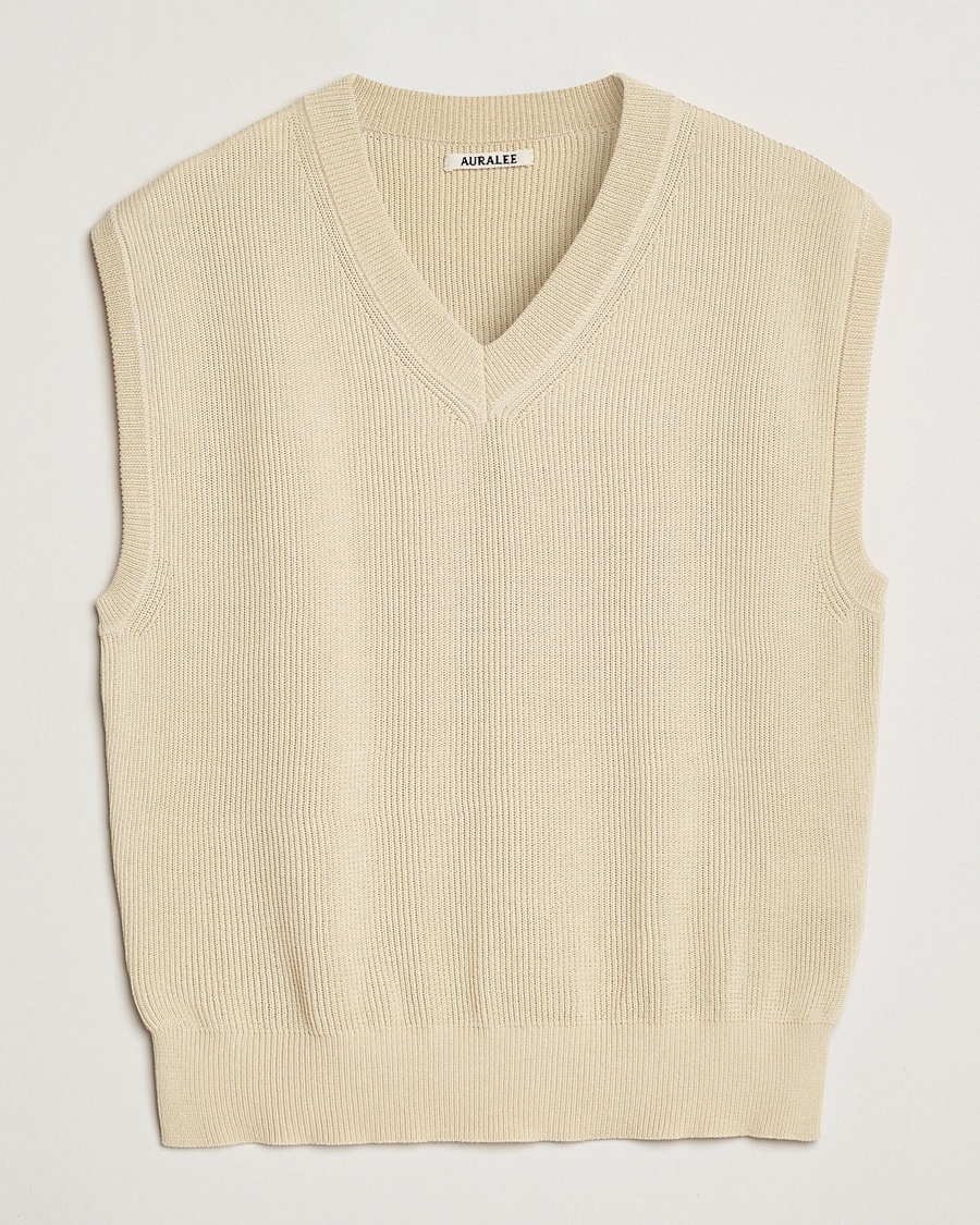 Herren | Pullunder | Auralee | Rib Knit Vest Ivory