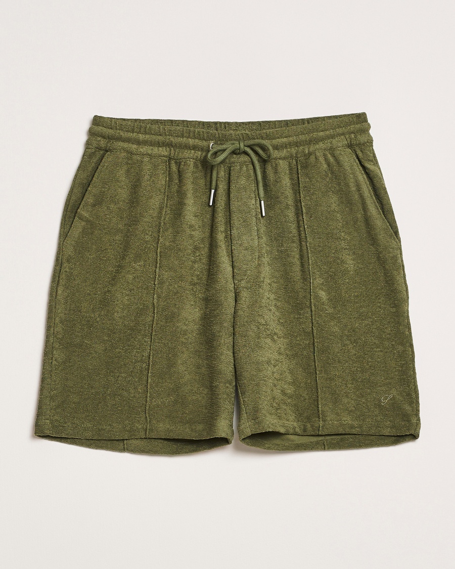 Herren | Joggingshorts | Stenströms | Terry Slub Cotton Shorts Green
