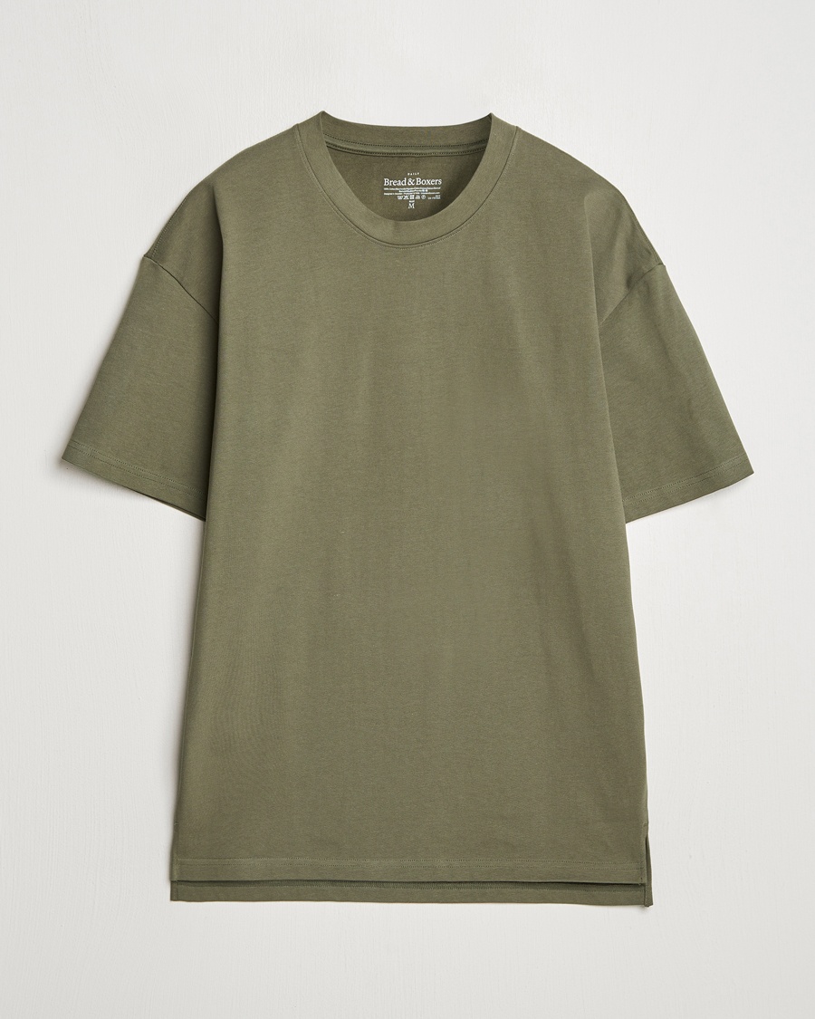 Herren | Kleidung | Bread & Boxers | Textured Heavy Crew Neck T-Shirt Khaki Green