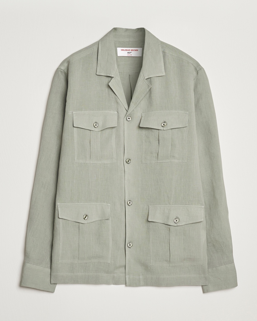 Herren | Overshirts | Orlebar Brown | Maitan Long Sleeve Golden Gun Shirt Penny Green