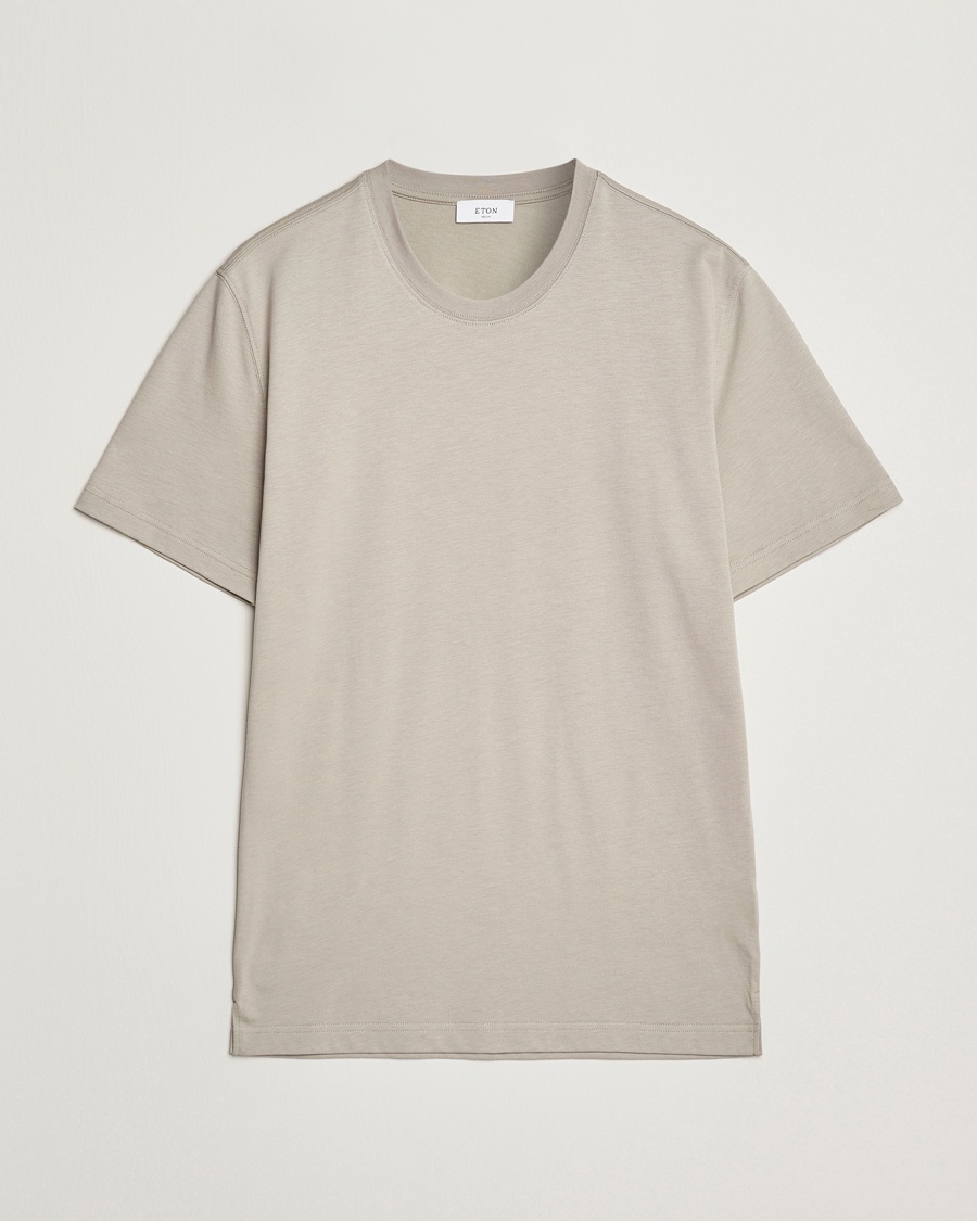 Herren | T-Shirts | Eton | Mercerized Jersey Crew Neck T-Shirt Beige