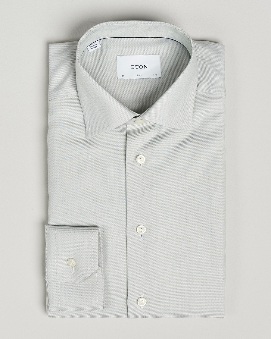Herren | Formelle Hemden | Eton | Slim Fit Fine Twill Shirt Light Green Melange