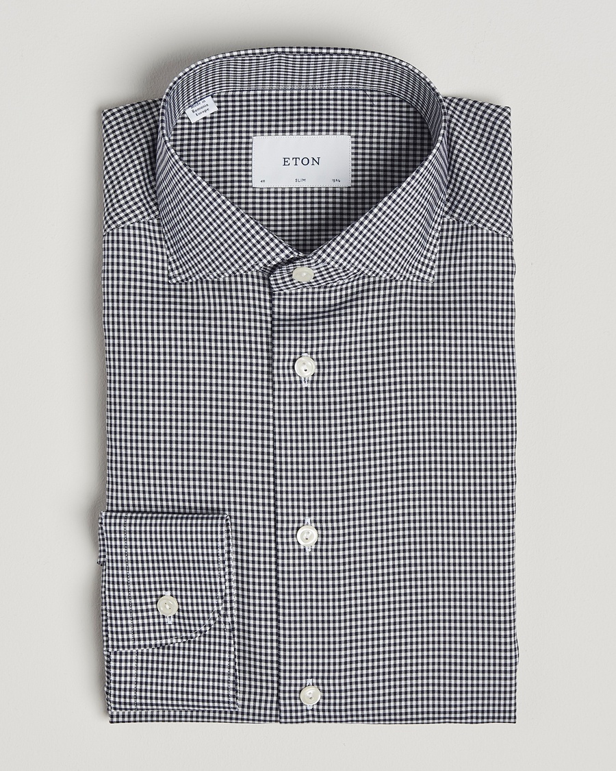 Herren | | Eton | Slim Fit Checked Signature Shirt Dark Blue/White
