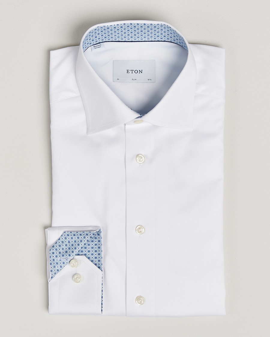 Herren | | Eton | Slim Fit Signature Twill Contrast Shirt White