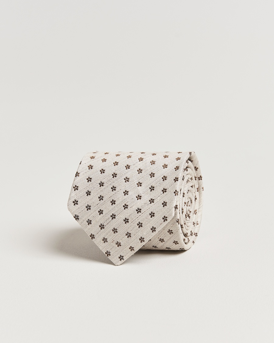 Herren | Accessoires | Eton | Silk/Linen Floral Tie Beige