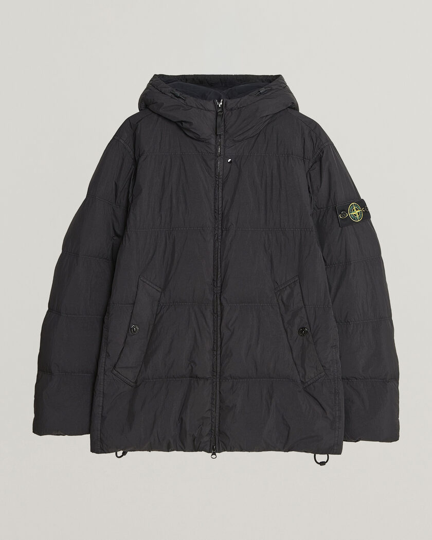 Stone Island Crinkle Reps Padded Hood Down Jacket Black – Schwarz