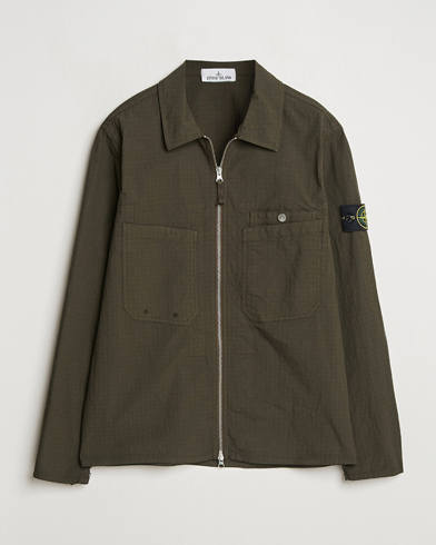 Herren | | Stone Island | Stretch Ripstop Cotton Zip Overshirt Military Green