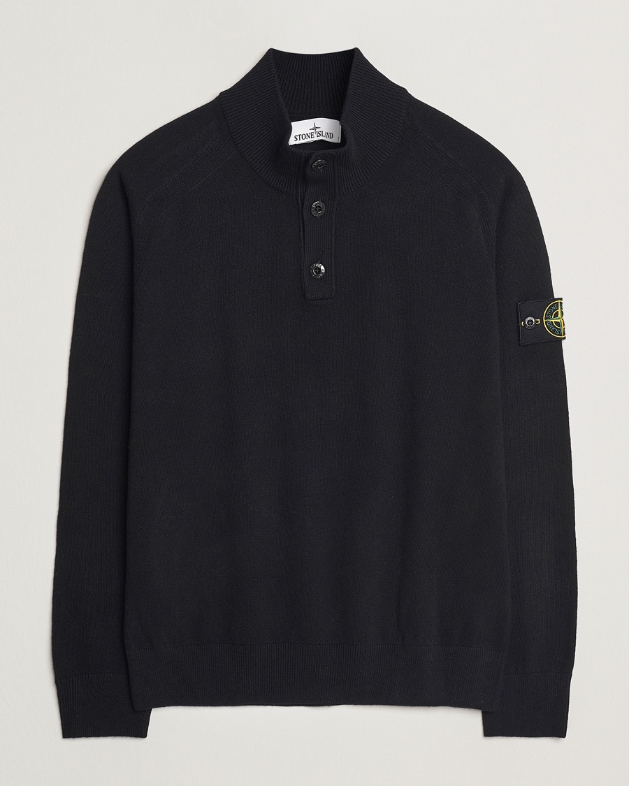 Herren | Half-zip | Stone Island | Knitted Geelong Wool Half Button Zip Black