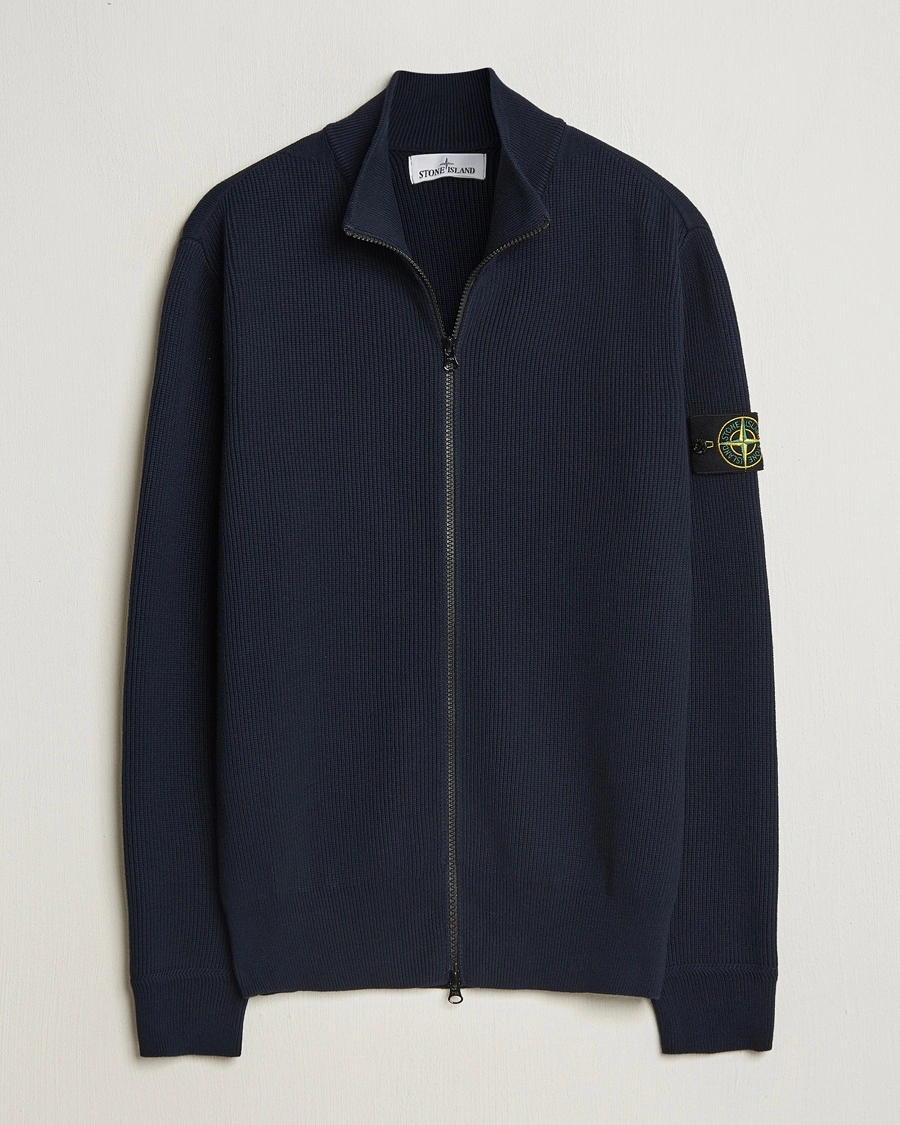 Herren | | Stone Island | Ribbed Soft Organic Cotton Full Zip Navy Blue
