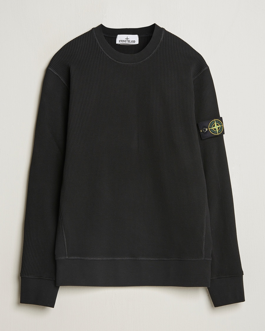 Stone Island Organic Cotton Waffle Fleece Sweatshirt Black - Schwarz - Sweatshirt - Grösse: M