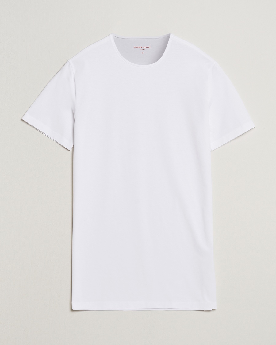 Herren | Weiße T-Shirts | Derek Rose | Pima Cotton Crew Neck T-Shirt White