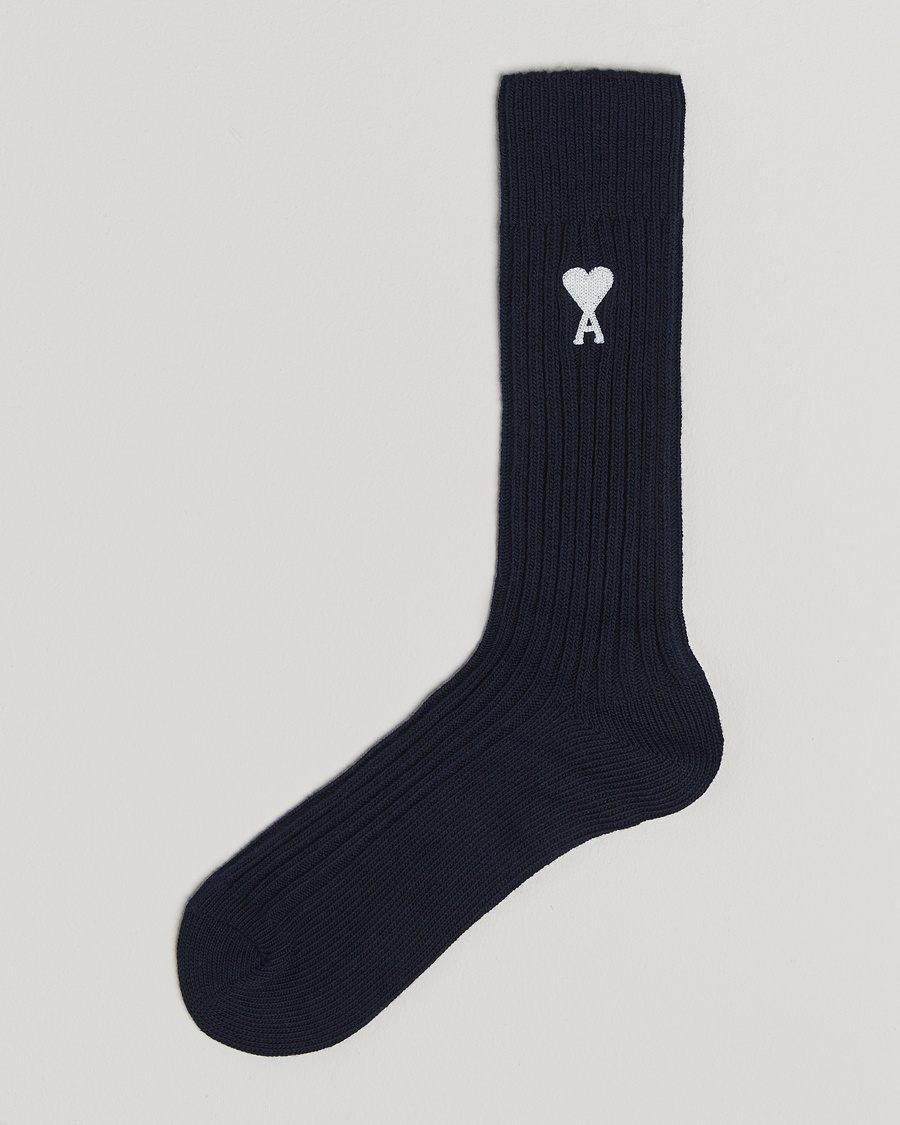 Herren | | AMI | Logo Ribbed Sock Navy Blue