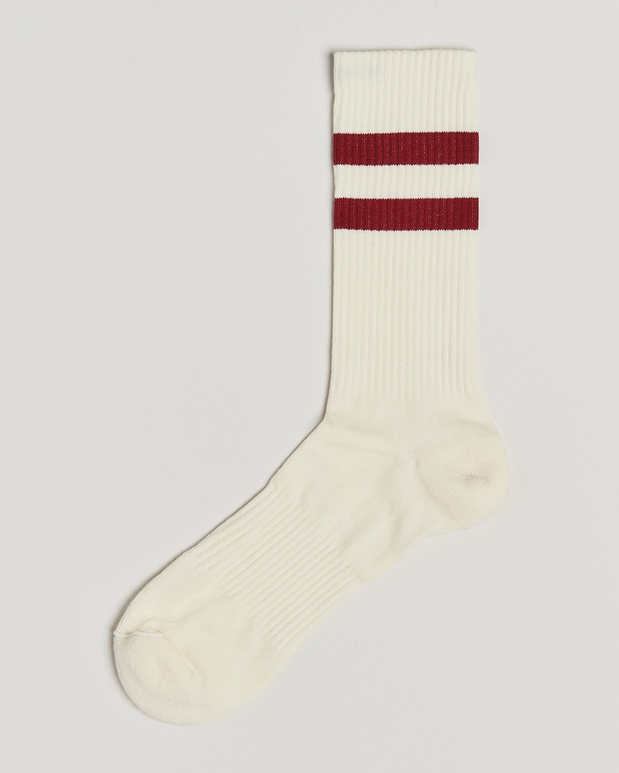 Sweyd Two Stripe Cotton Socks White/Red – Weiß
