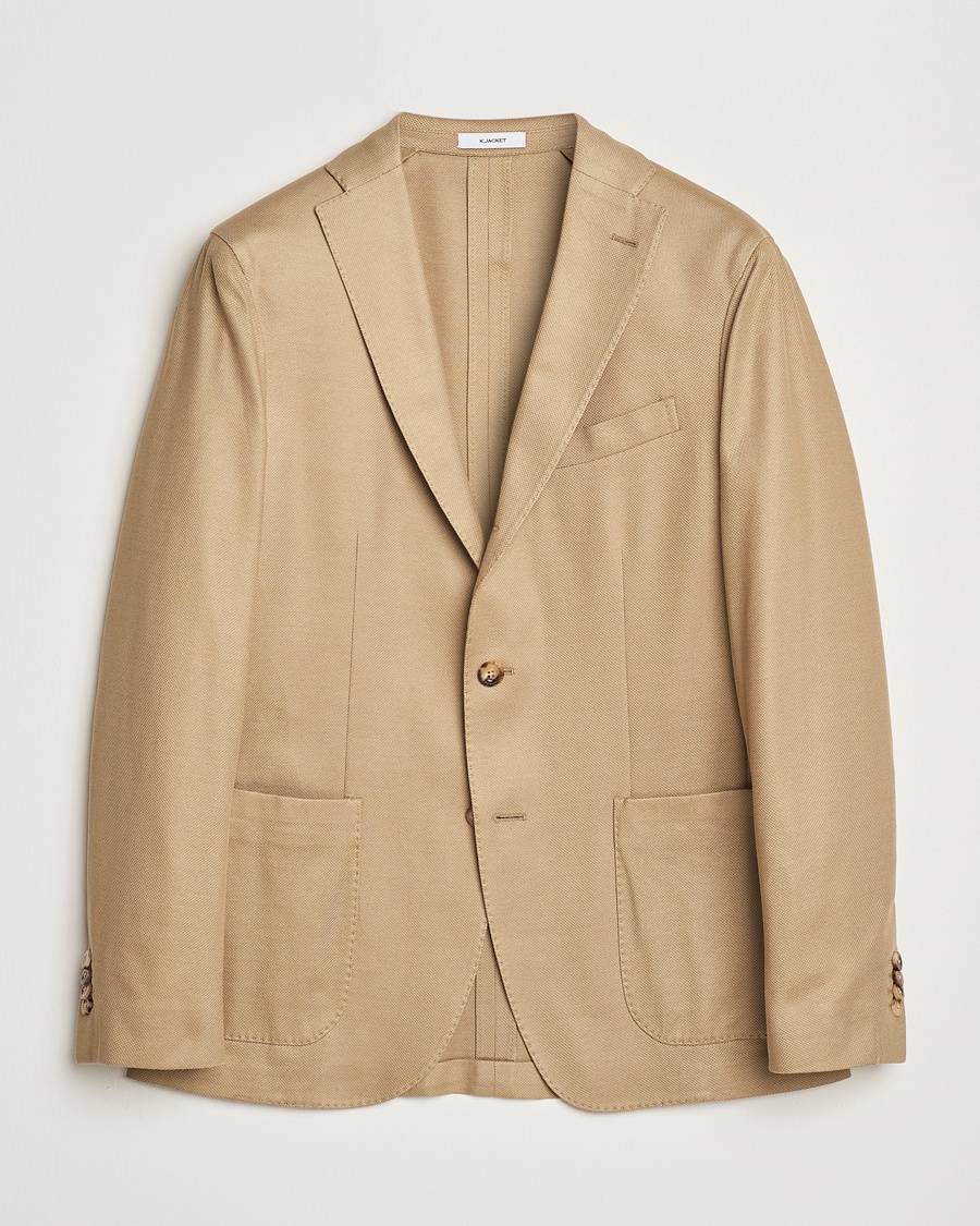 Herren | Baumwollsakko | Boglioli | K Jacket Hopsack Jersey Blazer Beige
