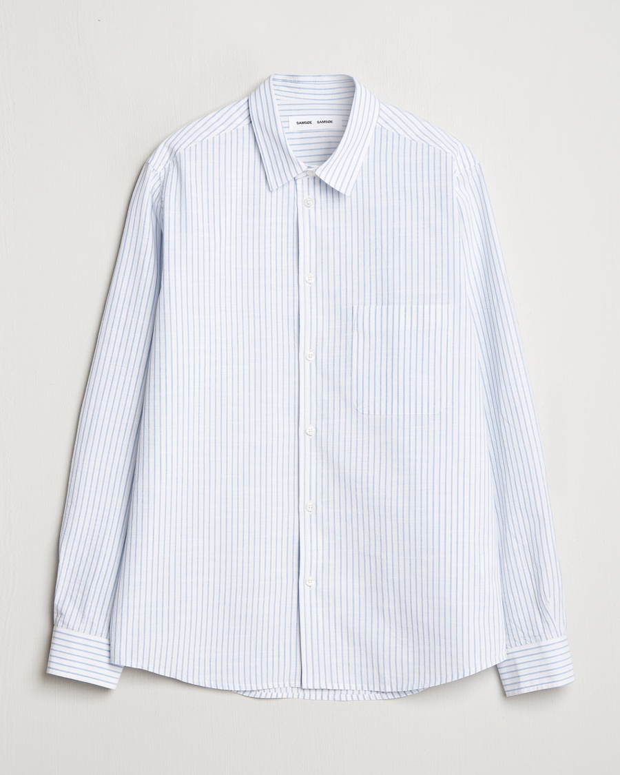 Herren | Business & Beyond | Samsøe Samsøe | Ryan Cotton Striped Shirt Blue/White