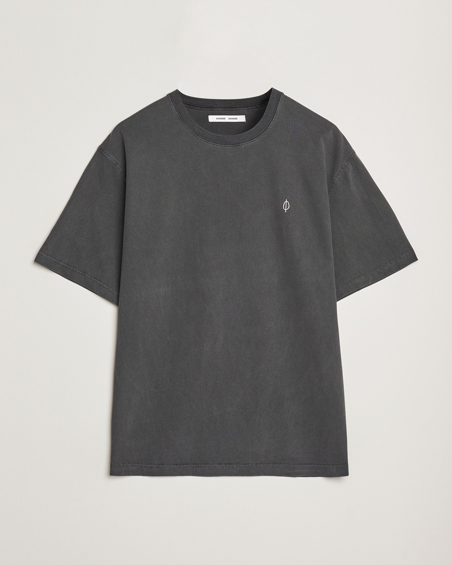Herren | Schwartze t-shirts | Samsøe Samsøe | Wandering Printed Crew Neck T-Shirt Washed Black