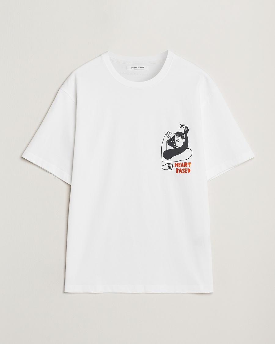 Herren | T-Shirts | Samsøe Samsøe | Heart Printed Crew Neck T-Shirt White