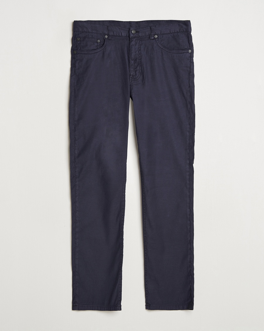 Herren | Neu im Onlineshop | GANT | Regular Cotton/Linen 5-Pocket Pants Evening Blue