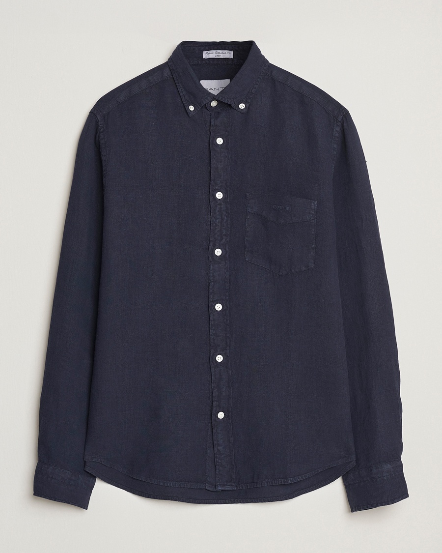 Gant Regular Fit Garment Dyed Linen Shirt Evening Blue – Blau