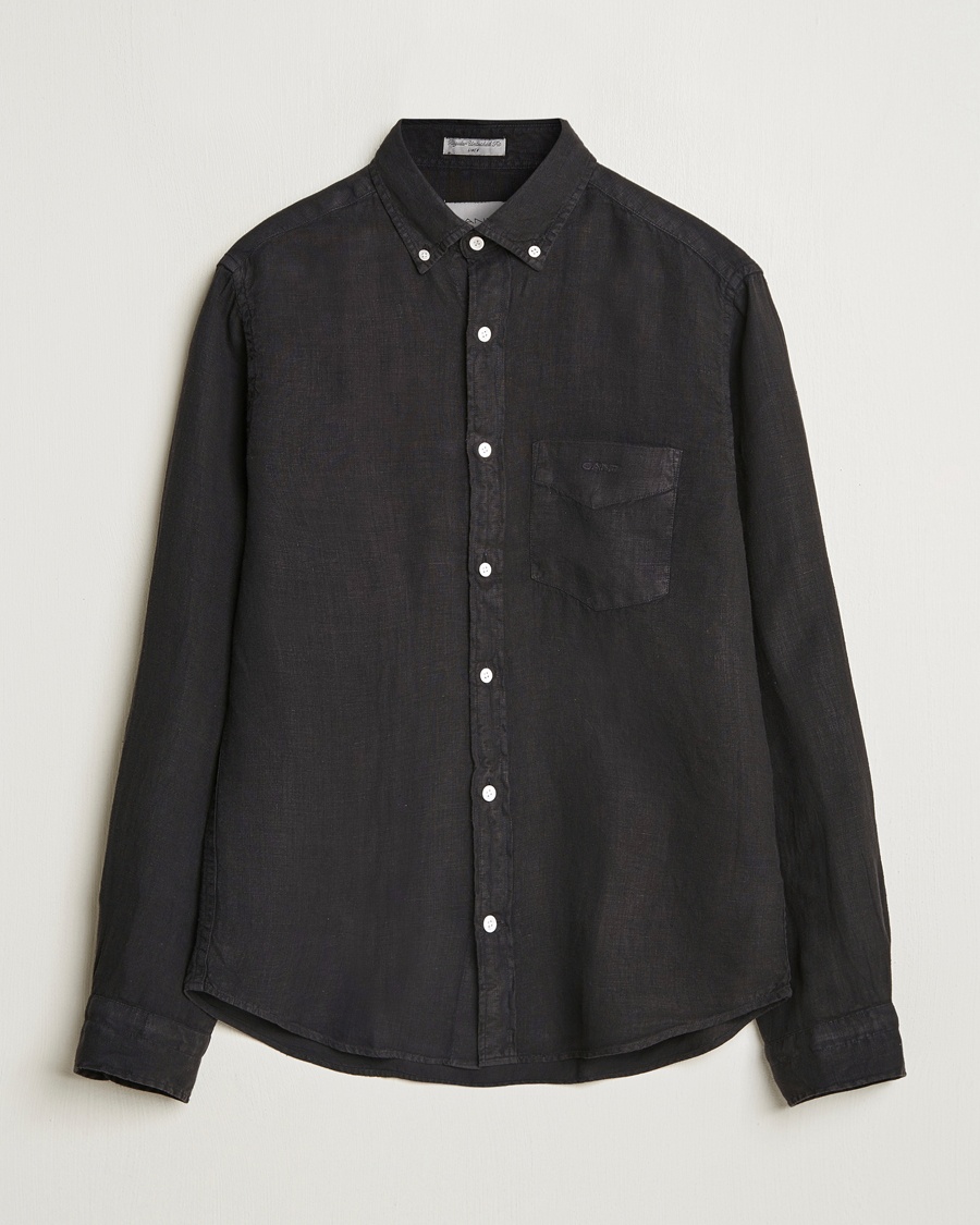 Gant Regular Fit Garment Dyed Linen Shirt Black – Schwarz