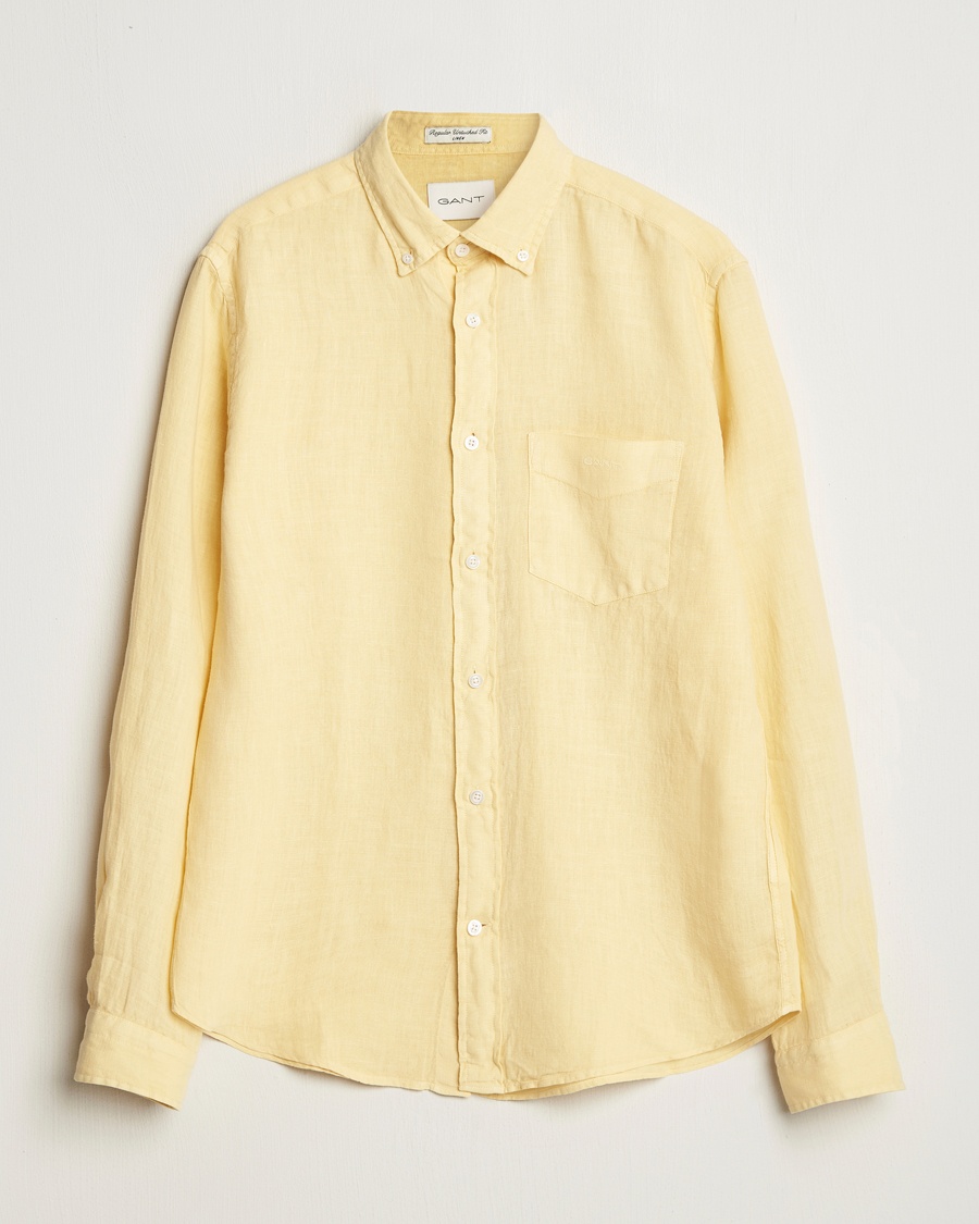 GANT Regular Fit Garment Dyed Linen Shirt Dusty Yellow – Gelb