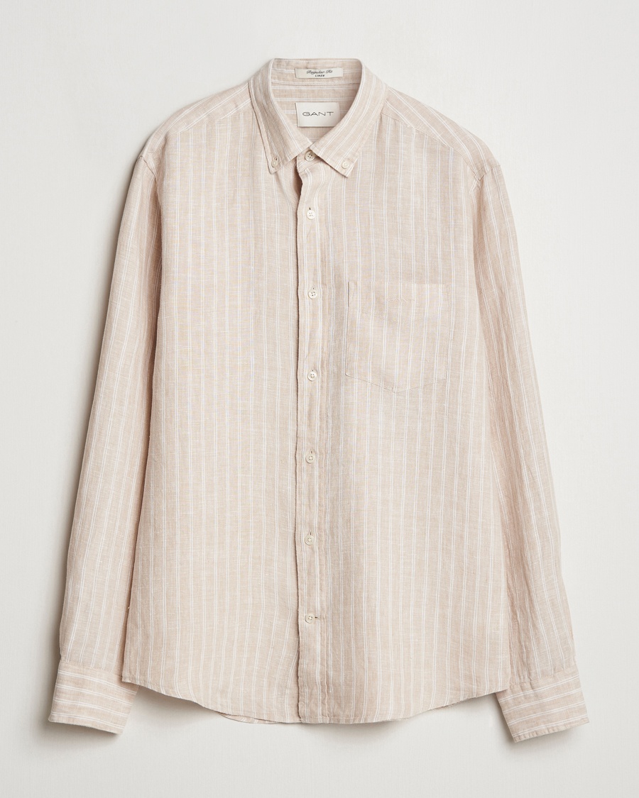 Herren | GANT | GANT | Regular Fit Linen Striped Shirt Dry Sand