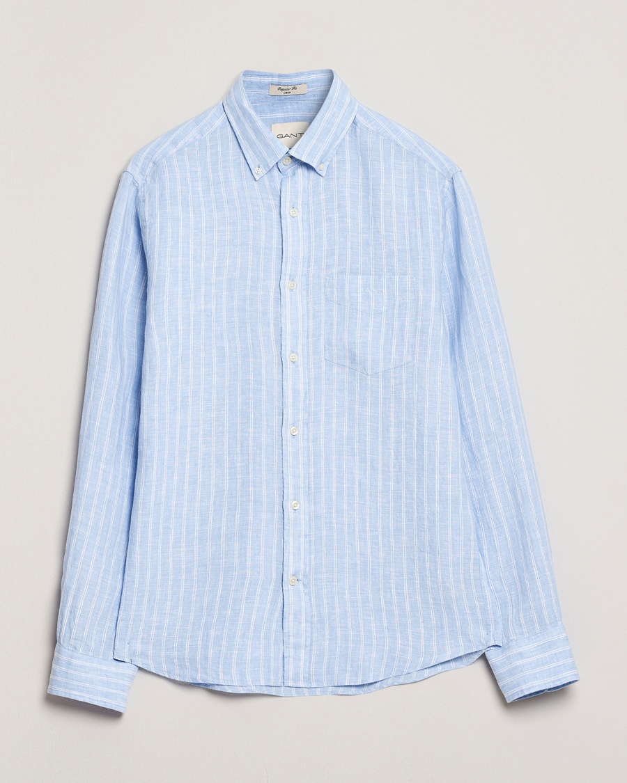 Herren | Freizeithemden | GANT | Regular Fit Linen Striped Shirt Capri Blue