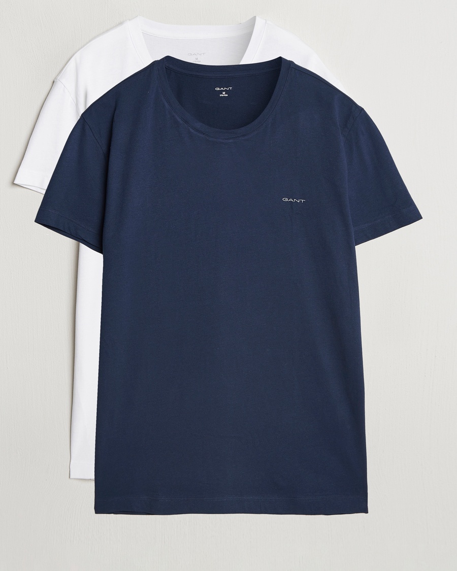 Herren | GANT | GANT | 2-Pack Crew Neck T-Shirt Navy/White