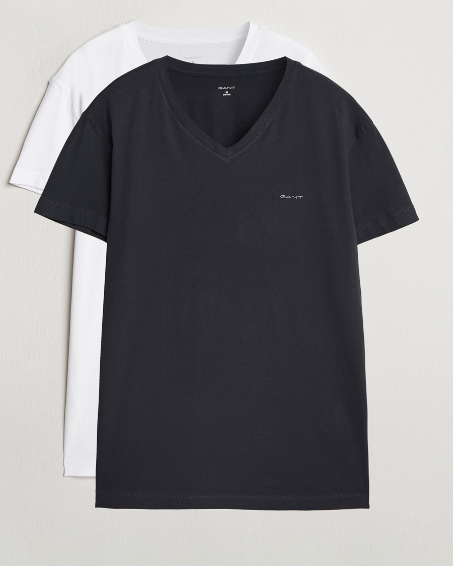 Herren | GANT | GANT | 2-Pack V-Neck T-shirt Black/White