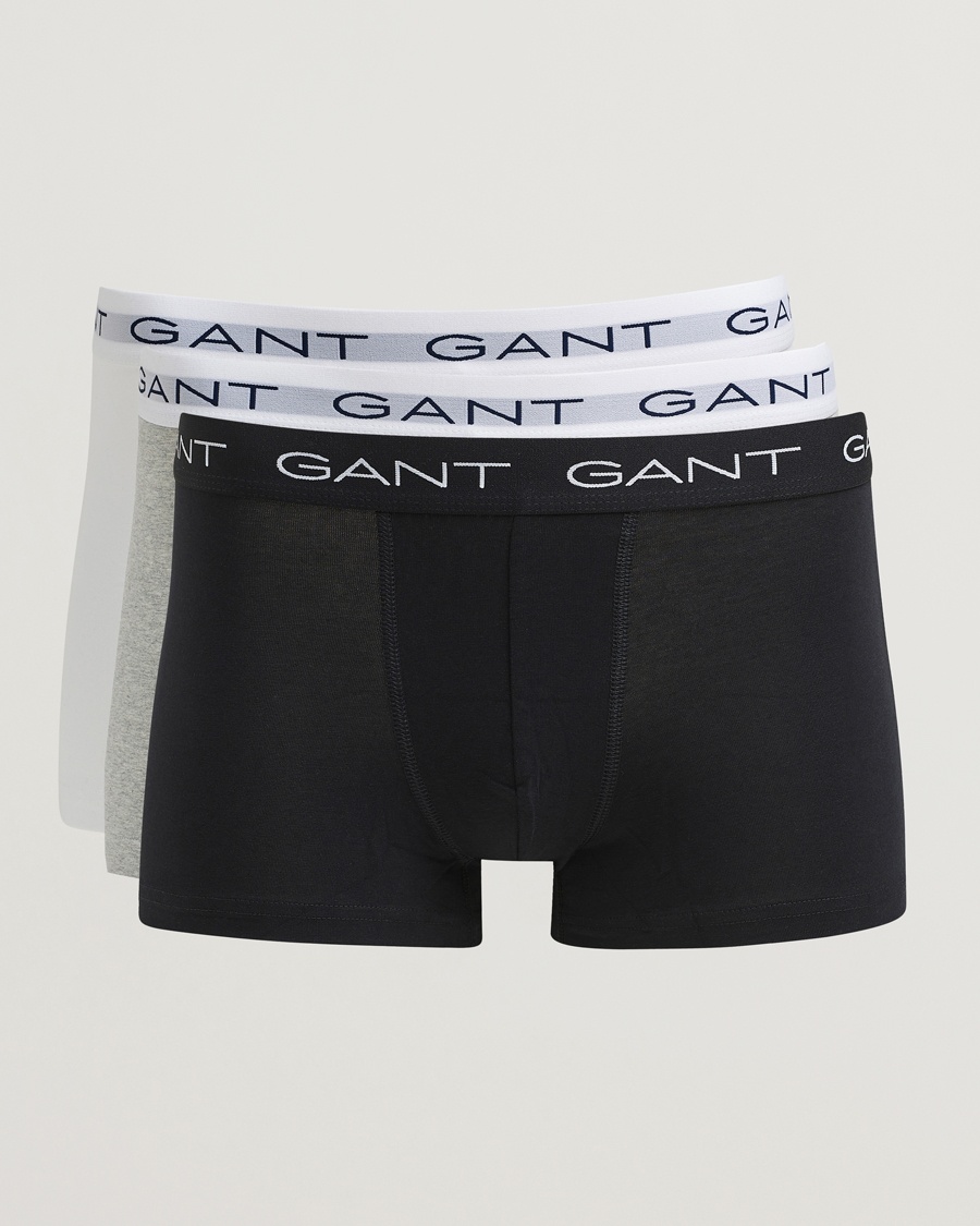 Gant 3-Pack Trunks Light Grey Melange/Black/White – Grau