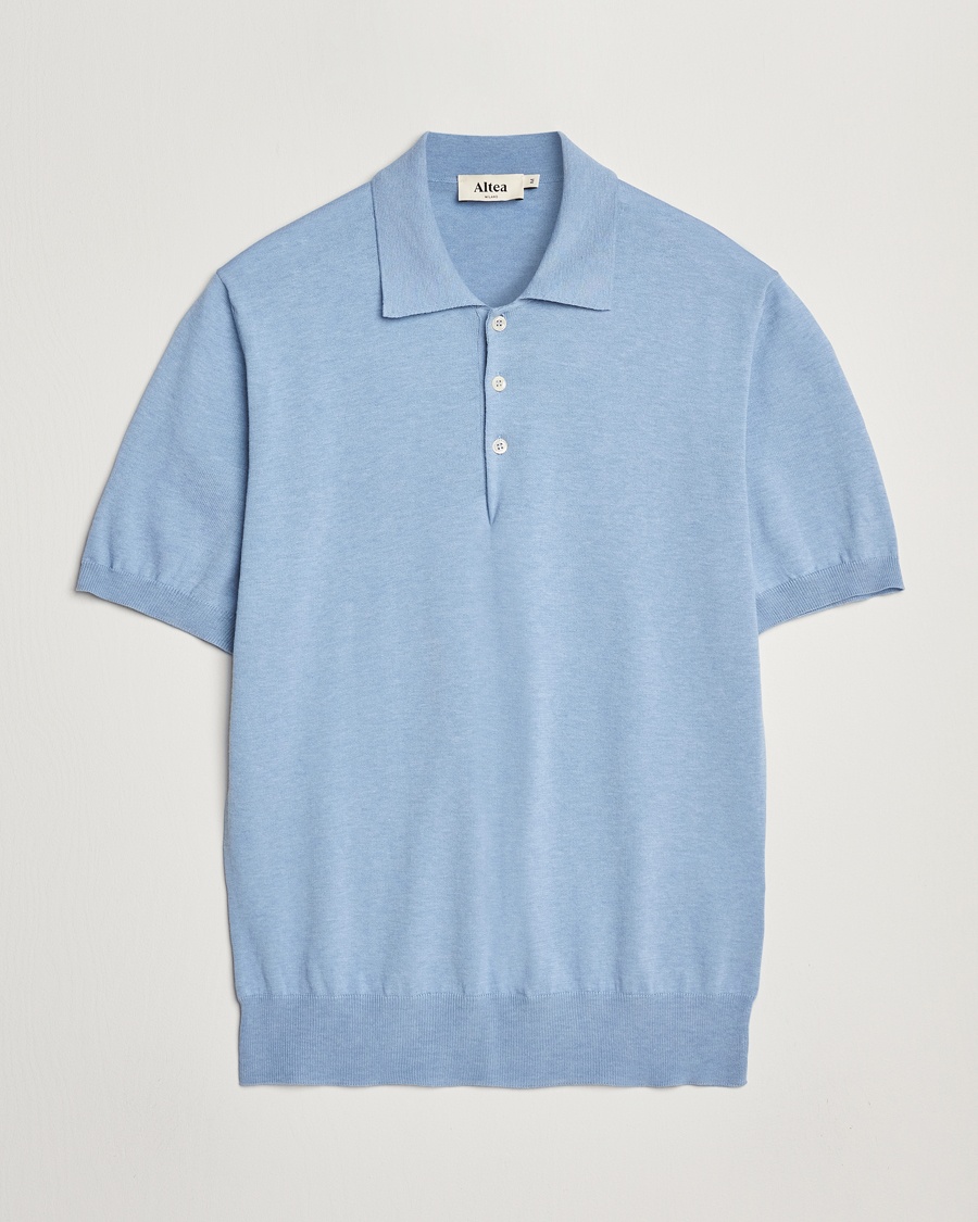 Herren | Italian Department | Altea | Short Sleeve Cotton Polo Light Blue