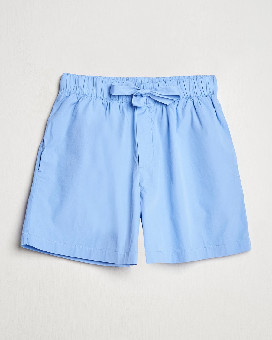 Tekla Poplin Pyjama Shorts Cornflower Blue – Blau