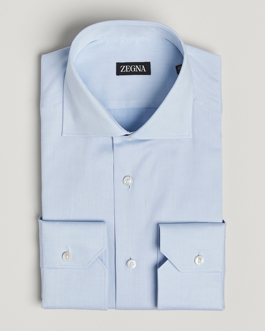 Zegna Slim Fit Cotton Dress Shirt Light Blue – Blau