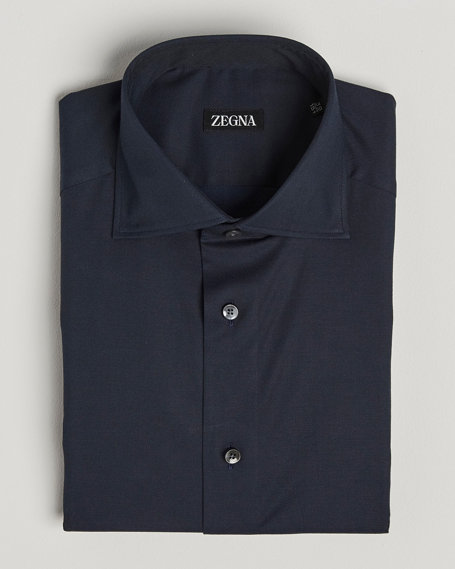 Herren | | Zegna | Slim Fit Stretch Cotton Dress Shirt Navy