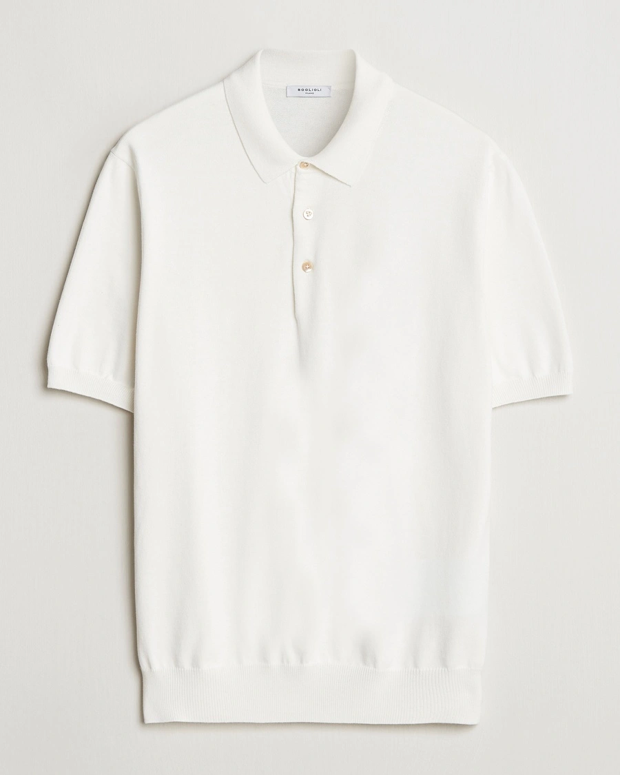 Herren | | Boglioli | Short Sleeve Knitted Polo White